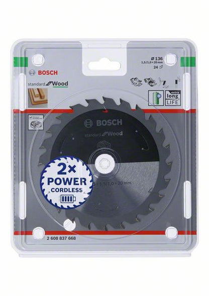 Bosch Kreissägeblatt Standard for Wood 136 x 1,5 x 20 mm 24 Zähne ( 2608837668 ) - Toolbrothers