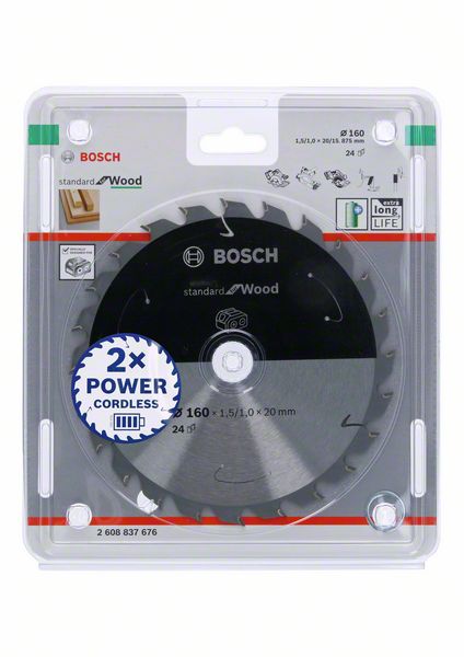 Bosch Kreissägeblatt Standard for Wood 160 x 1,5 x 20 / 15,875 mm 24 Zähne ( 2608837676 ) - Toolbrothers