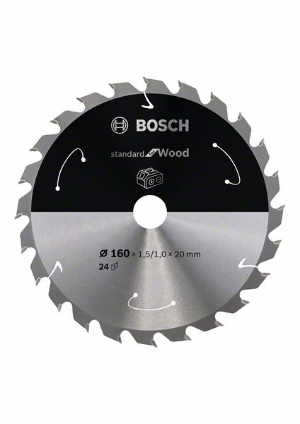 Bosch Kreissägeblatt Standard for Wood 160 x 1,5 x 20 / 15,875 mm 24 Zähne ( 2608837676 ) - Toolbrothers