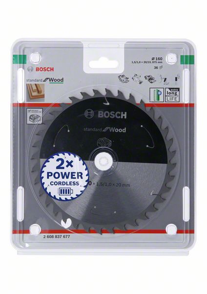 Bosch Kreissägeblatt Standard for Wood 160 x 1,5 x 20 / 15,875 mm 36 Zähne ( 2608837677 ) - Toolbrothers