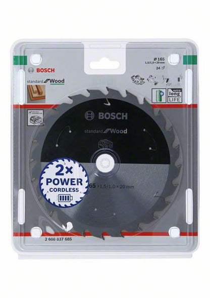 Bosch Lame de scie circulaire Standard for Wood 165 x 20 x 1,5 mm, 24 dents (2608837685)