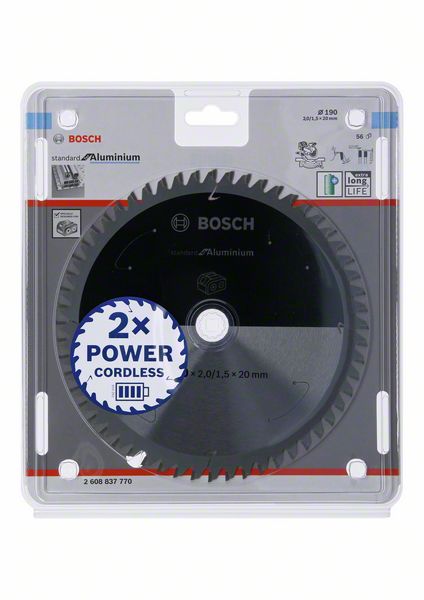 Bosch Professional Standard for Aluminium Kreissägeblatt 190 x 20 x 2 mm 56 Zähne ( 2608837770 ) - Toolbrothers