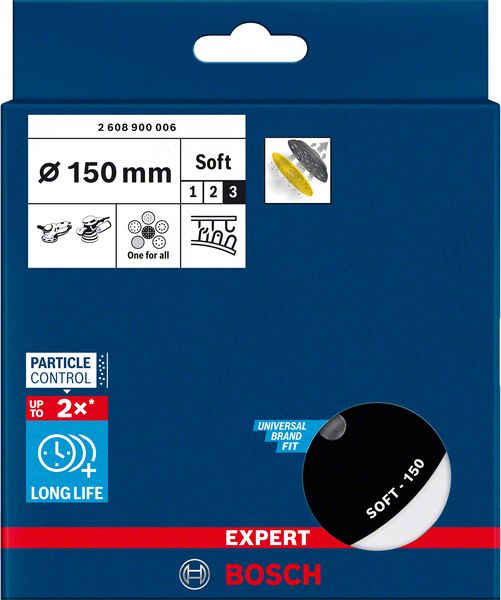 Bosch EXPERT Plaque de support universelle multitrous 150 mm souple (2608900006) successeur du 2608601336