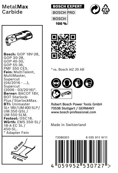 Bosch EXPERT PAIZ 32 AIT lame de scie plongeante Starlock Plus 32 x 50 mm 10 pièces (2608900020) pour carbure métallique MetalMax - successeur de 2608664495