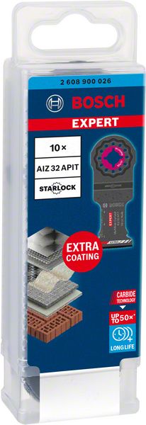 Bosch EXPERT MultiMax AIZ 32 APIT lame de scie plongeante Starlock 32 x 40 mm 10 pièces (2608900026) Carbure Multi Material - successeur de 2608664216