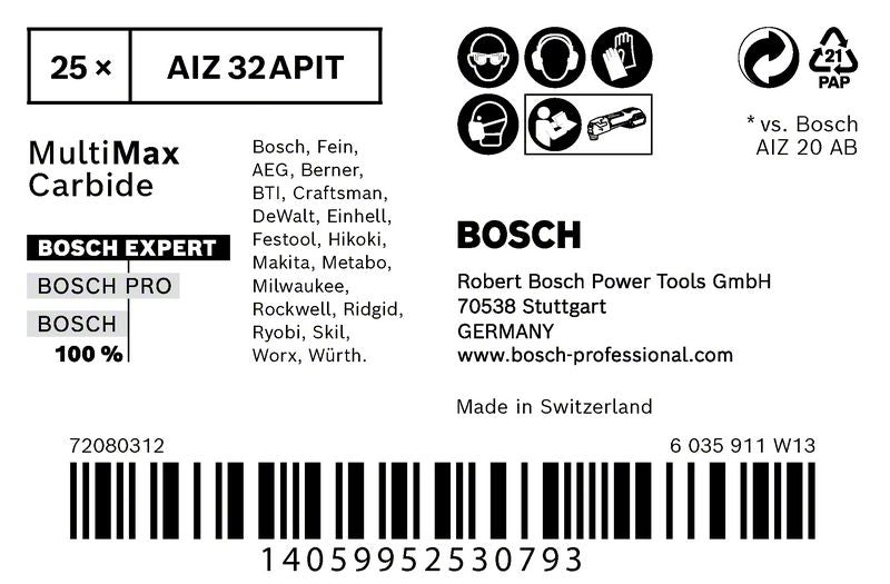 Bosch EXPERT MultiMax AIZ 32 APIT lame de scie plongeante Starlock 32 x 40 mm 25 pièces (2608900027) Carbure Multi Material - successeur de 2608664217