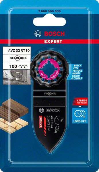 Bosch Expert AVZ 32 RT10 Doigt abrasif Starlock 32 x 50 mm (2608900039) Technologie Carbure pour outils multifonctions