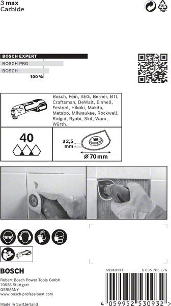 Bosch EXPERT 3 Max AVZ 70 RT4 dissolvant de mortier Starlock 87 x 70 mm 1 pièce (2608900041) pour mortier carbure - successeur de 2608661757