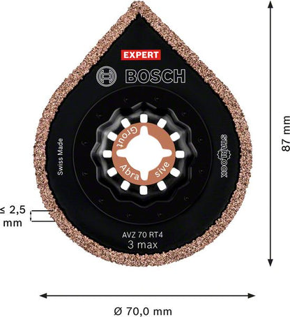 Bosch EXPERT 3 Max AVZ 70 RT4 dissolvant de mortier Starlock 87 x 70 mm 1 pièce (2608900041) pour mortier carbure - successeur de 2608661757