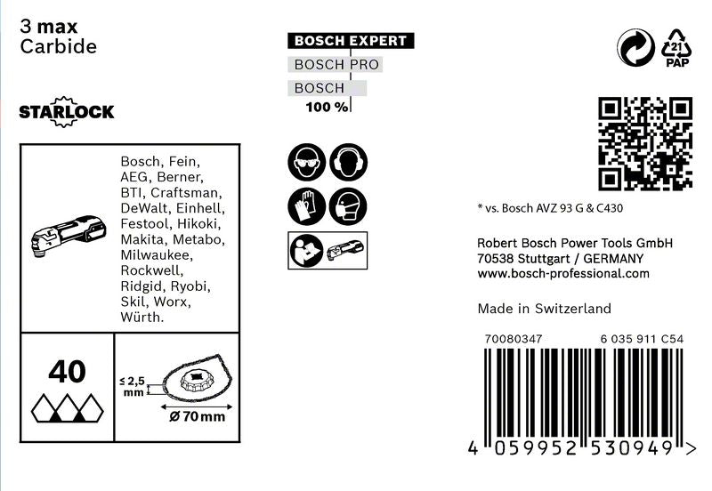 Bosch EXPERT 3 Max AVZ 70 RT4 dissolvant de mortier Starlock 87 x 70 mm 10 pièces (2608900042) pour mortier carbure - successeur de 2608664490