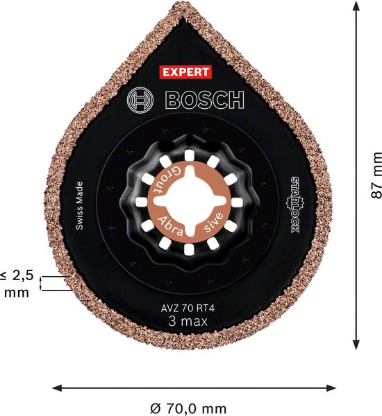 Bosch EXPERT 3 Max AVZ 70 RT4 dissolvant de mortier Starlock 87 x 70 mm 10 pièces (2608900042) pour mortier carbure - successeur de 2608664490