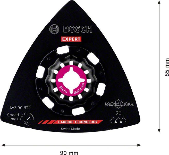 Bosch EXPERT AVZ 90 RT2 Schleifplatte Starlock 90 mm K20 1 Stk. ( 2608900045 ) Multimaterial Carbide - Nachfolger von 2608664351 - Toolbrothers
