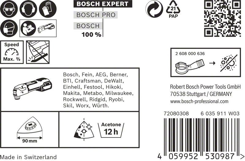 Bosch EXPERT AVZ 90 RT2 Schleifplatte Starlock 90 mm K20 10 Stk. ( 2608900046 ) Multimaterial Carbide - Nachfolger von 2608664352 - Toolbrothers