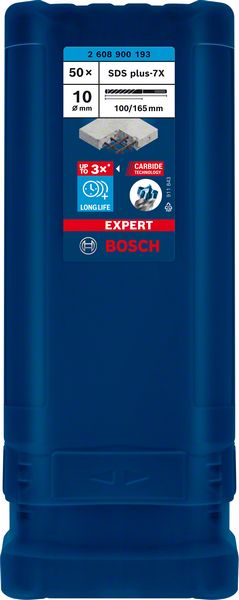 Bosch Expert SDS plus 7X marteau perforateur 10,0 x 165 mm 50 pièces (2608900193) 4 tranchants Technologie Carbure