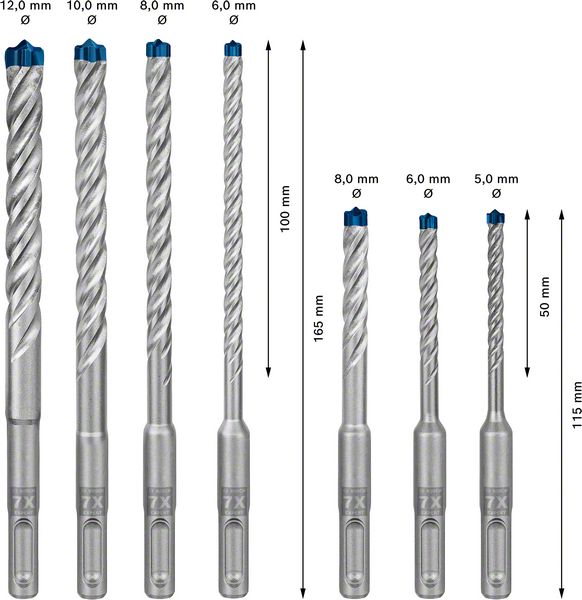 Bosch EXPERT SDS Plus-7X Hammerbohrer Set 5 - 12 mm 7 tlg. ( 2608900195 ) für Beton / Stein - Nachfolger von 2607017502 - Toolbrothers