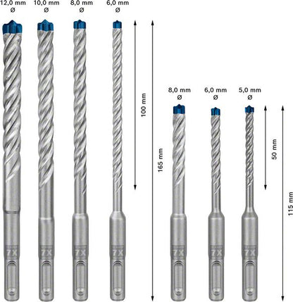 Bosch EXPERT SDS Plus-7X Hammerbohrer Set 5 - 12 mm 7 tlg. ( 2608900195 ) für Beton / Stein - Nachfolger von 2607017502 - Toolbrothers