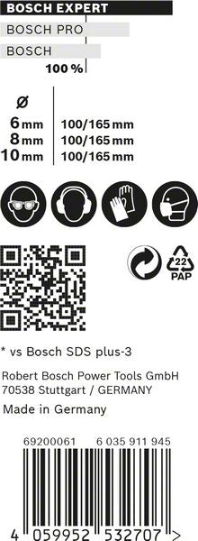 Bosch EXPERT SDS Plus-7X jeu de forets à percussion 6 / 8 / 10 mm 3 pièces (2608900196) pour béton / pierre - successeur du 2608576201