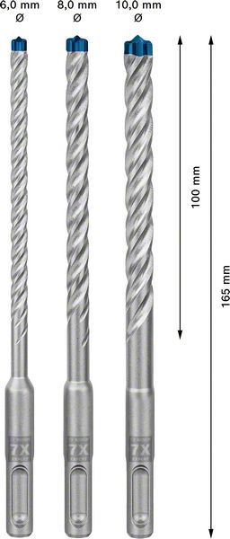 Bosch EXPERT SDS Plus-7X jeu de forets à percussion 6 / 8 / 10 mm 3 pièces (2608900196) pour béton / pierre - successeur du 2608576201