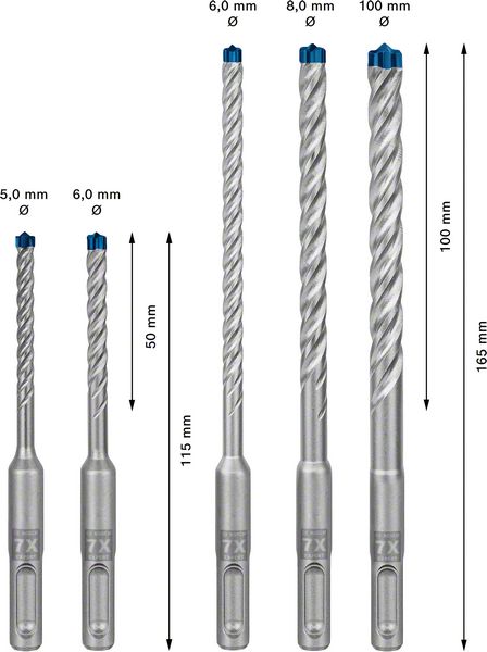 Bosch EXPERT SDS Plus-7X Hammerbohrer Set 5 - 10 mm 5 tlg. ( 2608900197 ) für Beton / Stein - Nachfolger von 2608576199 - Toolbrothers