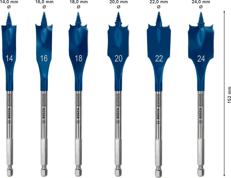 Bosch EXPERT SelfCut Speed Flachfräsbohrer Set 14 - 24 mm 6 tlg. ( 2608900332 ) für Holz - Nachfolger von 2608595424 - Toolbrothers