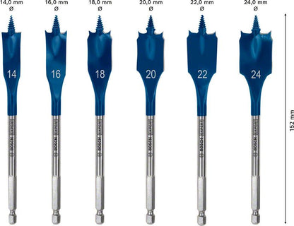 Bosch EXPERT SelfCut Speed Flachfräsbohrer Set 14 - 24 mm 6 tlg. ( 2608900332 ) für Holz - Nachfolger von 2608595424 - Toolbrothers