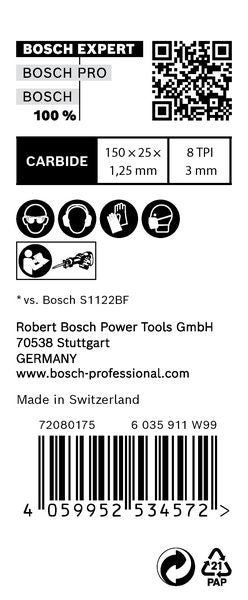 Lame de scie alternative Bosch EXPERT Thick Tough Metal S 955 CHC 150 mm 10 pièces (2608900367) Carbide Technology