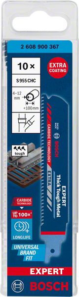 Lame de scie alternative Bosch EXPERT Thick Tough Metal S 955 CHC 150 mm 10 pièces (2608900367) Carbide Technology