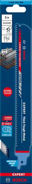 Lame de scie sabre Bosch Expert S 1155 CHC Thick Tough Metal 225 mm (2608900368) Technologie Carbure