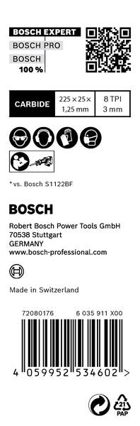 Lame de scie alternative Bosch EXPERT Thick Tough Metal S 1155 CHC 225 mm 10 pièces (2608900370) Carbide Technology