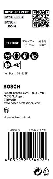 Lame de scie alternative Bosch EXPERT Thick Tough Metal S 1255 CHC 300 mm 10 pièces (2608900372) Carbide Technology