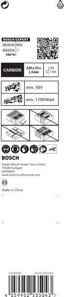 Bosch Expert Hollow Brick S 1543 HM lame de scie alternative 240 mm 1 pièce (2608900414) Technologie carbure