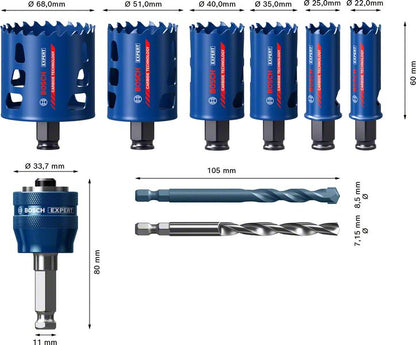 Bosch Expert Tough Material Lochsägen Set 22 - 68 mm 9 tlg. ( 2608900446 ) Carbide Universal - Toolbrothers