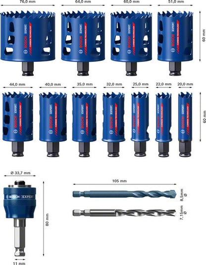 Bosch EXPERT Tough Material Lochsägen Set 20 - 76 mm 14 tlg. ( 2608900447 ) Carbide Universal - Nachfolger von 2608594185