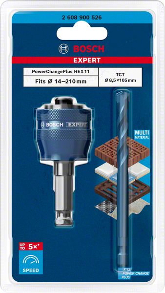 Bosch EXPERT Power Change Plus Hex 11 Adapter 8,5 x 105 mm TCT Bohrer ( 2608900526 ) Multimaterial Carbide - Nachfolger von 2608522412 - Toolbrothers