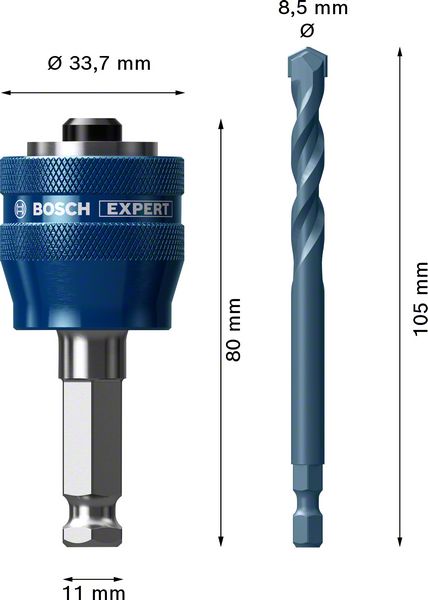 Bosch EXPERT Power Change Plus Hex 11 Adapter 8,5 x 105 mm TCT Bohrer ( 2608900526 ) Multimaterial Carbide - Nachfolger von 2608522412 - Toolbrothers