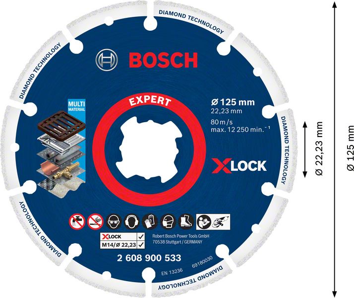 Bosch X-LOCK Diamant Metallscheiben Trennscheibe 125 x 22,23 mm ( 2608900533 ) Expert 1 Stk. für X-LOCK Winkelschleifer - Toolbrothers