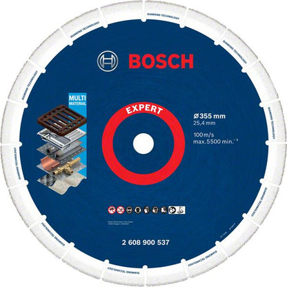 Disque à tronçonner Bosch Expert Diamond Metal Wheel 355 x 25,4 mm (2608900537) Technologie diamantée pour scies à tronçonner/scie à essence