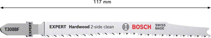 Bosch EXPERT Hardwood 2 side clean T 308 BF Stichsägeblatt 117 mm 5 Stk. ( 2608900544 ) Bi-Metall