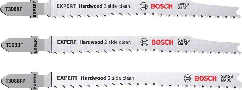 Bosch EXPERT Hardwood 2 side clean T 308 BF / BFP Stichsägeblatt Set 117 mm 3 tlg. ( 2608900549 ) Bi-Metall