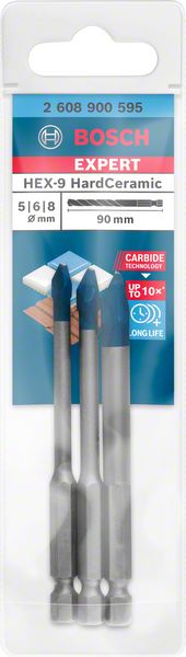 Bosch EXPERT HardCeramic HEX-9 jeu de forets 5,0 - 8,0 x 90 mm 3 pièces (2608900595) Carbide Technology