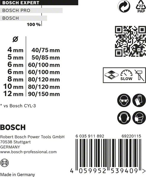 Bosch EXPERT CYL-9 Multi Construction Bohrer Set 7 tlg. 4 - 12 mm ( 2608900647 ) - Nachfolger von 2607010543 - Toolbrothers