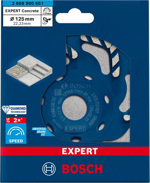 Bosch Expert Concrete Diamanttopfscheibe 125 x 22,23 mm ( 2608900651 ) für Betonschleifer Diamond Technology - Toolbrothers