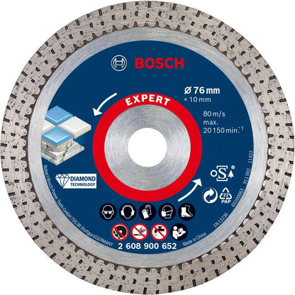 Disque à tronçonner diamanté Bosch Expert Hard Ceramic 76 mm 76 x 1,5 x 10 mm (2608900652) Diamond Technology - successeur du 2608615020