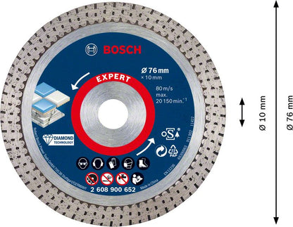 Disque à tronçonner diamanté Bosch Expert Hard Ceramic 76 mm 76 x 1,5 x 10 mm (2608900652) Diamond Technology - successeur du 2608615020