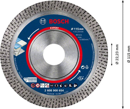 Disque à tronçonner diamanté Bosch EXPERT HardCeramic 115 x 22,23 mm 1 pièce (2608900654) Technologie diamant