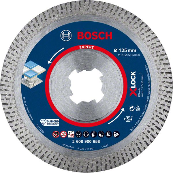 Bosch EXPERT HardCeramic X-LOCK Diamant Trennscheibe 125 x 22,23 mm 1 Stk. ( 2608900658 ) Diamond Technology - Toolbrothers