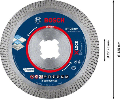 Bosch EXPERT HardCeramic X-LOCK Diamant Trennscheibe 125 x 22,23 mm 1 Stk. ( 2608900658 ) Diamond Technology - Toolbrothers