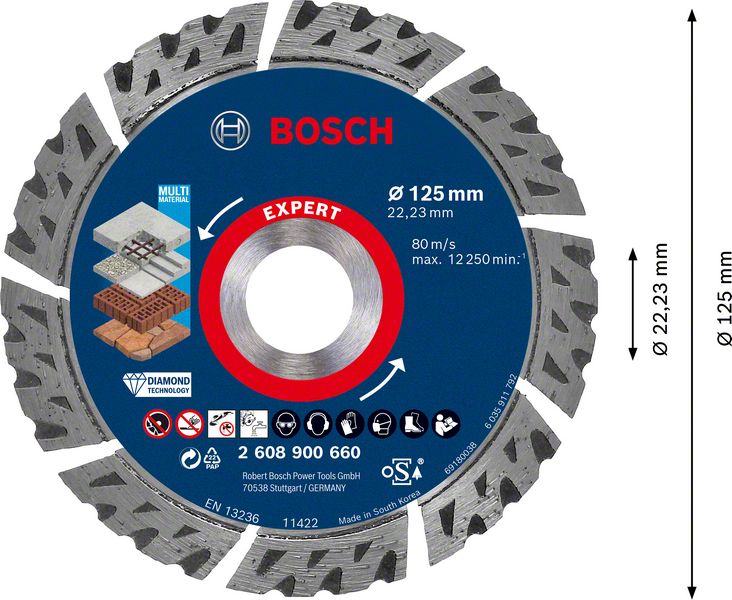 Bosch EXPERT Multi Material Diamant Trennscheibe 125 x 22,23 x 2,2 mm ( 2608900660 ) - Nachfolger von 2608603630 - Toolbrothers