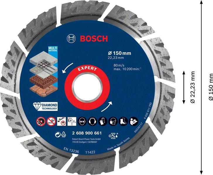 Bosch EXPERT MultiMaterial Diamant Trennscheibe 150 x 22,23 mm 1 Stk. ( 2608900661 ) Long Life - Toolbrothers