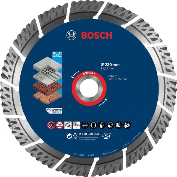 Bosch EXPERT MultiMaterial Diamant Trennscheibe 230 x 22,23 mm 1 Stk. ( 2608900663 ) Long Life - Toolbrothers